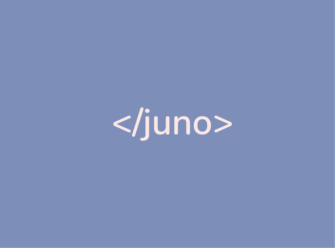 Graphic of a closing HTML tag saying Juno