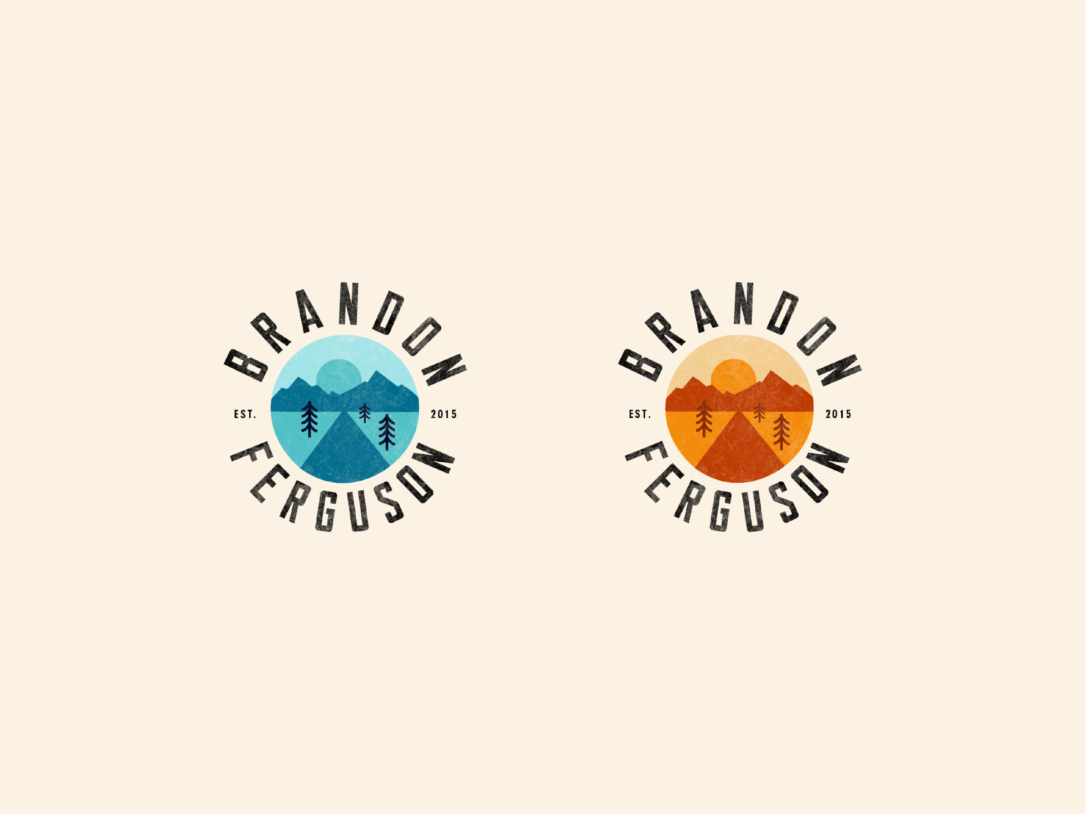 Brandon Ferguson logos in both blue and yellow toned