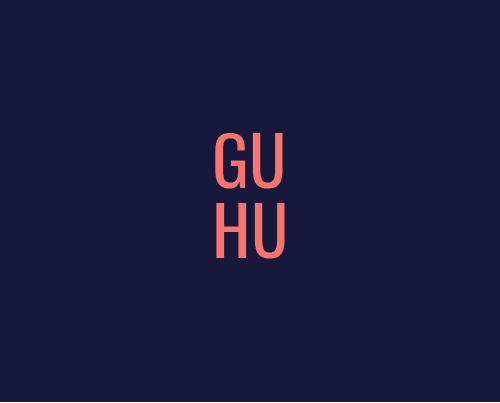 GuHu Media Society logo that spells out GuHu in pink letters