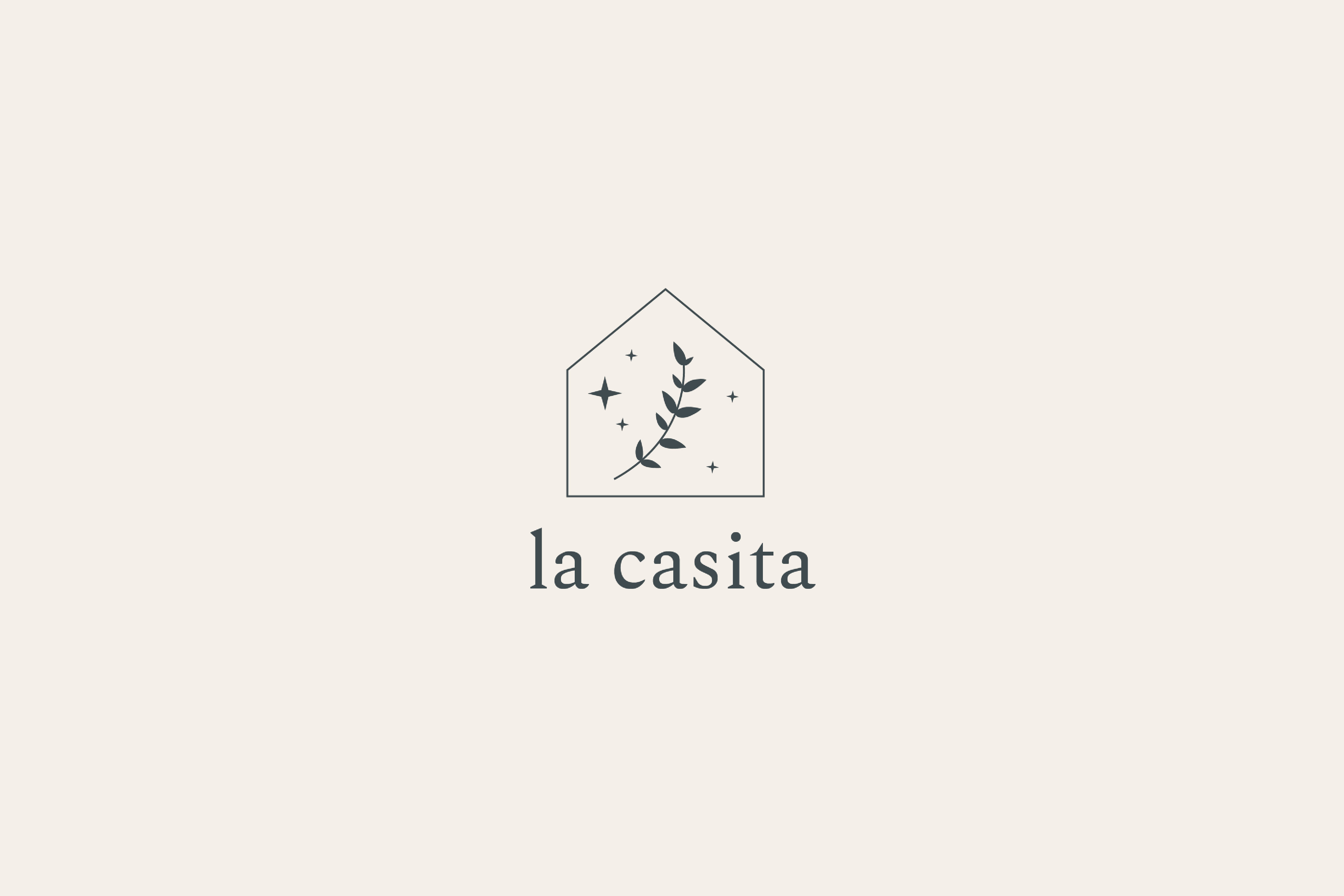 La Casita logo, a small house with branch and stars inside